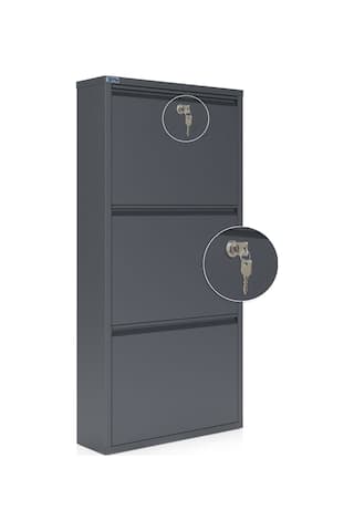 Ceha Kilitli 3'lü Metal Ayakkabılık - Antrasit K.AYK-3 /AB7024/KL