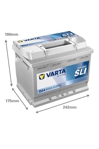 Varta D24 12V 60AH 540A Dynamic Sli Akü (Üretim Yılı: 2026)