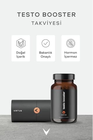 Virtus Testo Booster Tribulus Terrestris, Kore Ginsengi, Çemen, Bor, Vitamin D, Içeren Takviye Edici Gıda
