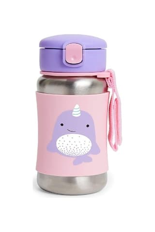 Skip Hop Zoo Pipetli Paslanmaz Çelik Suluk Pembe-Lila 9 x 15 CM