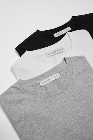 Grımelange Cultıvated Erkek 3'lü Kalın Dokulu Regular %100 Organik Pamuk Çok Renkli T-shirt Çok Renkli