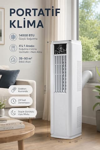 Kiwi KAC-7914 14000 BTU Soğutma ve Isıtma Portatif Klima