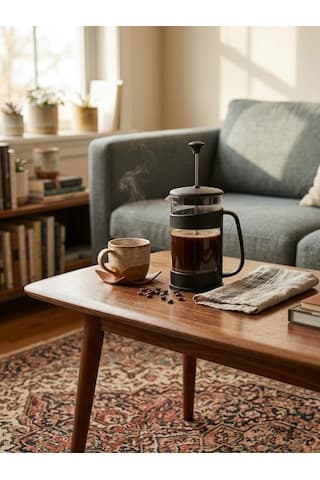 400 Ml French Press Borosilikat Cam Kahve Ve Bitki Çayı Demleme Filtresi - Siyah