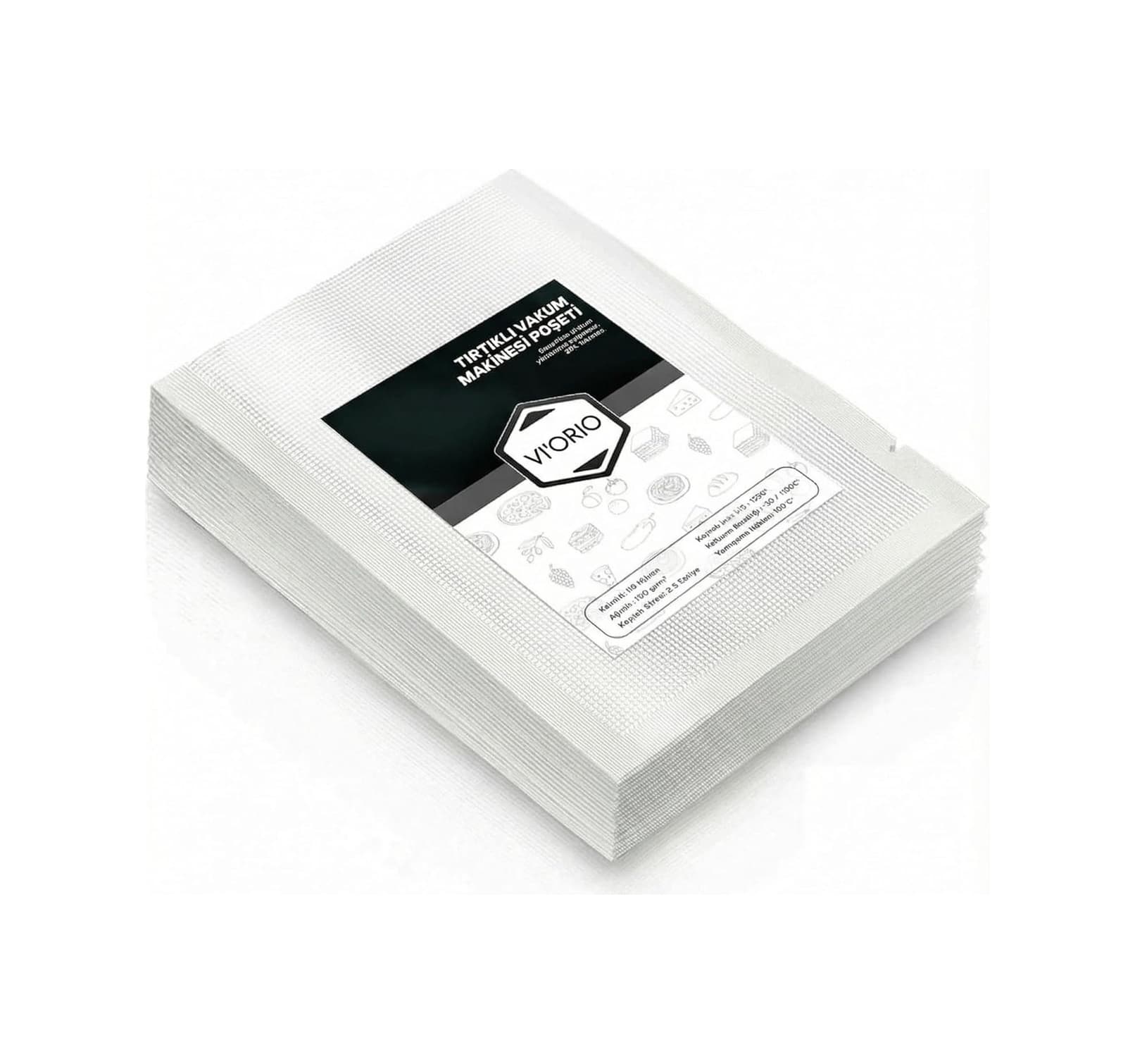 Vı'orıo 50 Adet Tırtıklı Vakum Makinesi Poşeti Torbası Seçenekli 25x35cm
