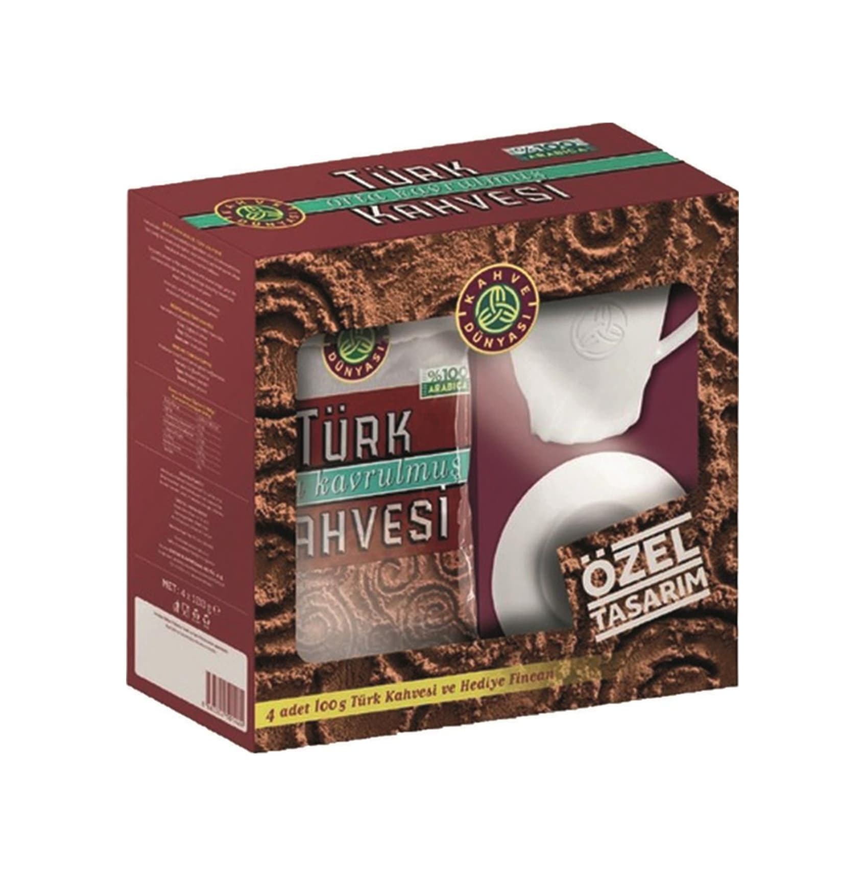 Kahve Dünyası Türk Kahvesi Ofis Seti 4 X 100 Gr Fincan Hediyeli Türk Kahvesi