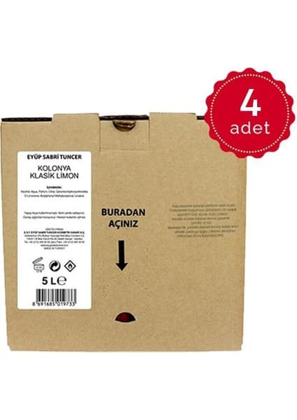 Eyüp Sabri Tuncer Klasik Limon Kolonyası 5 lt (Dökme ) x
