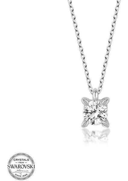 Gumush Swarovski Taşlı Gümüş Tektaş Kadın