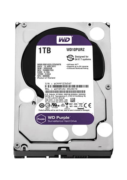Wd 3.5 Purple 1tb Intellıpower 64MB Sata3 Güvenlik HDD WD10PURZ