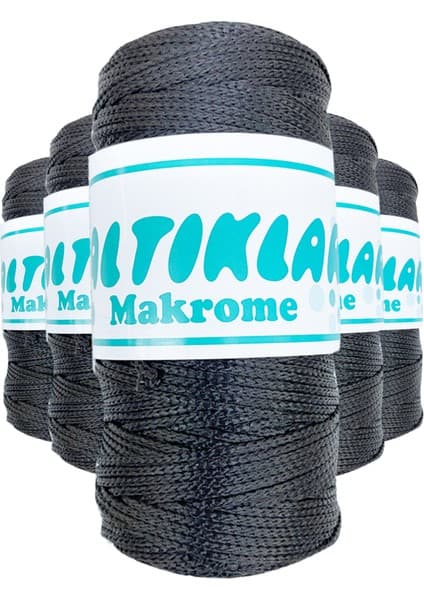Saltıklar 5 Adet Polyester Makrome Ipi 68 Füme Gri 100