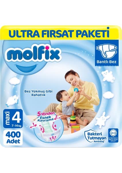 Molfix Bebek Bezi 4 Beden Ultra Fırsat Paketi 100X4 400