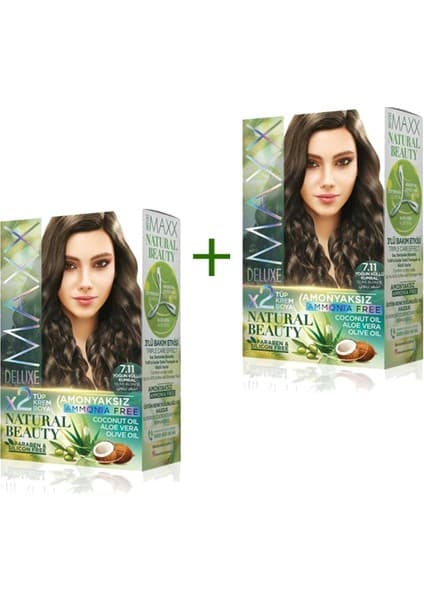 Maxx Deluxe 2 Paket Natural Beauty Amonyaksız Saç Boyası 7 11 Yoğun Küllü