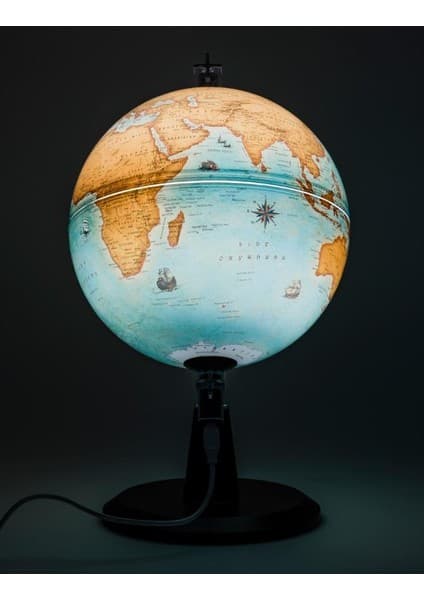 First Globe Küre Işıklı Antik Grafik Standlı 26 cm