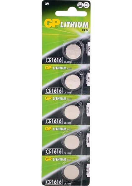 GP Pil Düğme 1616 3V Lityum (Beşli Paket)
