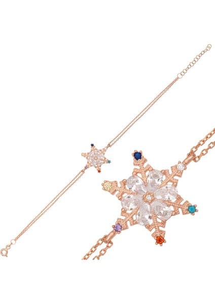 Inure Jewelry Gümüş Rose Renkli Taşlı Kar Tanesi Kadın Fiyatı