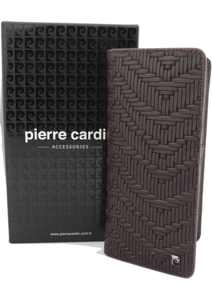 Pierre Cardin Örgü Desenli Logolu Deri Cüzdan Dik Model