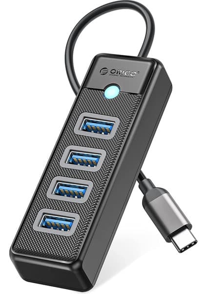 Orico Type-C To 4 Portlu Usb3.0 5gbps Çoklu USB Bağlantı Noktası Çoklayıcı Hub, 15CM, Siyah,