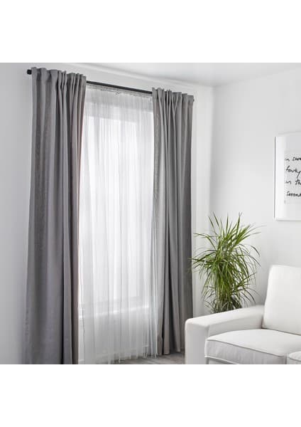 IKEA Lıll Tül Perde - 2 Kanat - Beyaz - Herbiri 280X300