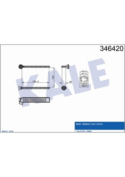 Kale Kalorifer Radyatörü Brazing Clio 4 Logan 2 Symbol 3271153553R