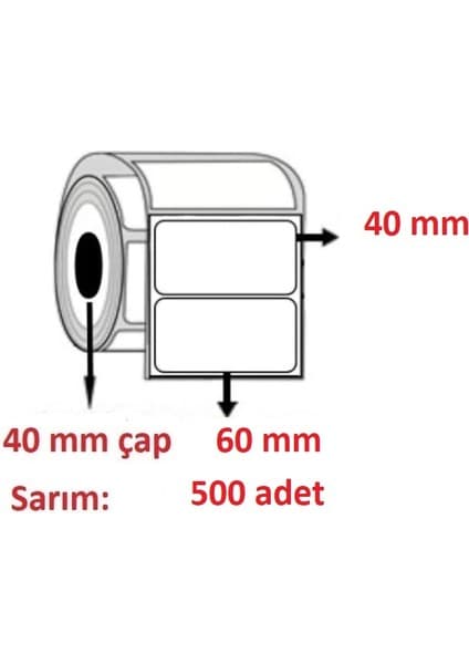 Özsaraç Etiket 40X60 Kuşe Etiket( 500LÜ ) 3 RULO 1500