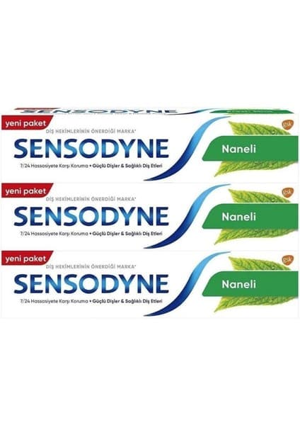 Sensodyne Naneli Diş Macunu 300 ml 3'lü Set Çürümelere Karşı Koruma