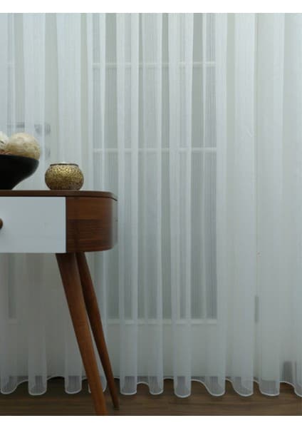 Taç Ince Çizgili Sade Tasarım Tül Perde
