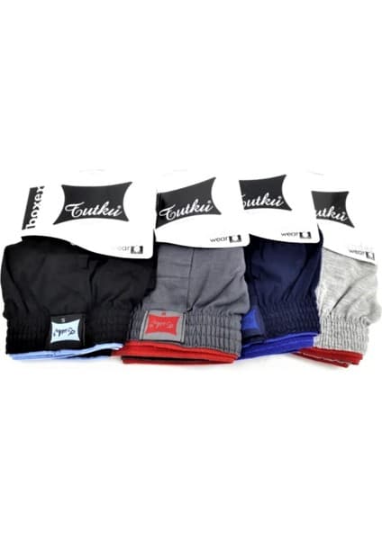Tutku Erkek Düz Siyah Penye Boxer - 4 Adet İçeren Paket Rahatlık