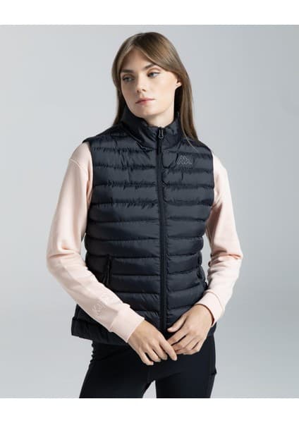 Kappa Logo Tona Kadın Siyah Yelek M Beden 381Q6NW-005 Modern Kesim