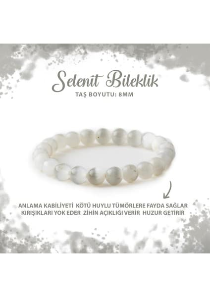 Deniz Doğal Taş Sertifikalı Selenit 8mm Doğal Taş