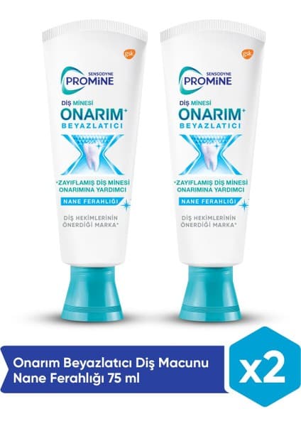 Sensodyne Promine Nane Ferahlığı Beyazlatıcı Diş Macunu 75 ml 2 Adet Türkiye