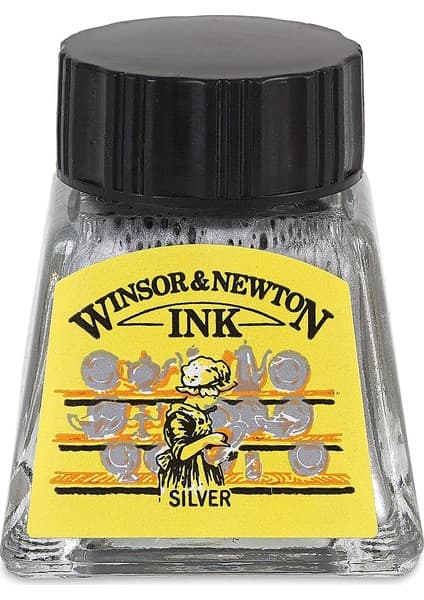 Winsor & Newton : Çizim Mürekkebi : 14 ml : Silver