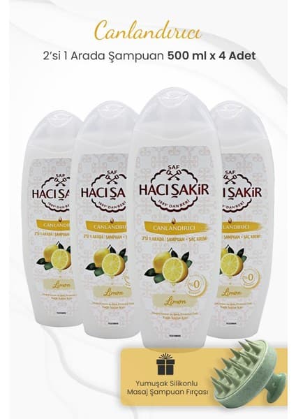 Hacı Şakir Limon 2 si 1 Arada Şampuan 500 ml x 4 Adet ve