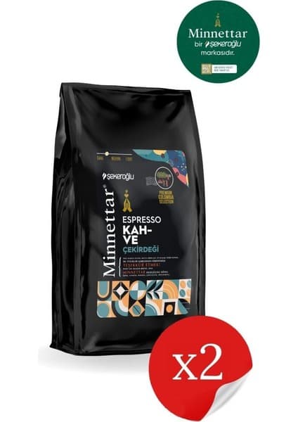 Şekeroğlu Minnettar Espresso Kahve Çekirdeği 2 x 1000 gr ( 2 Paket