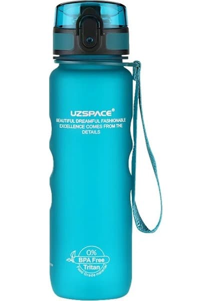 Uzspace 500ML Tutma Destekli Soft-Touch Tritan Su Matarası (Turkuaz)