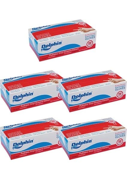 Dolphin Pudrasız Vinil Eldiven 100'LÜ Orta Boy x 5