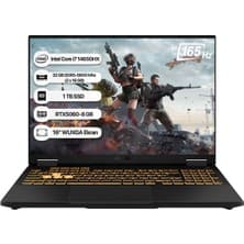 Asus Tuf Gaming F16 FX608JMR-RV078 Intel Core I7 14650HX 32GB 1 Tb SSD RTX5060-8GB 115W Freedos 16" 165Hz Wuxga Taşınabilir Bilgisayar
