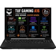Asus TUF Gaming A16 FA607NUQ-RL048 AMD Ryzen 7 170 16GB 512GB SSD RTX4050 Freedos 16" Taşınabilir Bilgisayar