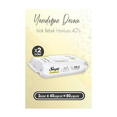 Mey İthalat Sleepy Yenidoğan Devam Islak Bebek Bakım Havlusu 40'lı x 2 (80