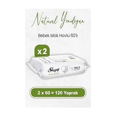Mey İthalat Sleepy Natural Yenidoğan Islak Bebek Havlusu 60 x 2 Adet (120