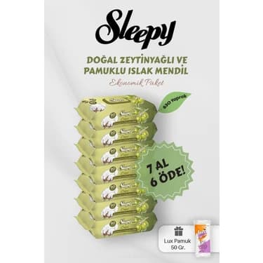 Mey İthalat Sleepy 90' Lı Zeytinyağlı Pamuklu Bebek Mendili 7 Al 6 Öde