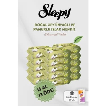 Mey İthalat Sleepy 90' Lı Zeytinyağlı Pamuklu Bebek Mendili 15 Al 13 Öde