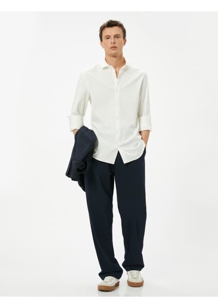 Koton Basic Gömlek Slim Fit Yarım Italyan Yaka