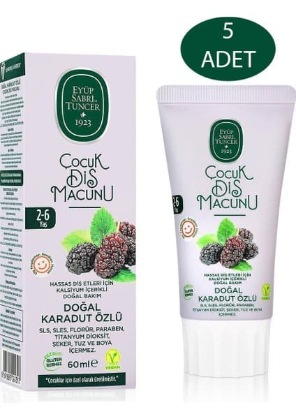 Eyüp Sabri Tuncer Doğal Karadut Özlü 2-6 Yaş Çocuk Diş Macunu 60 ml 5