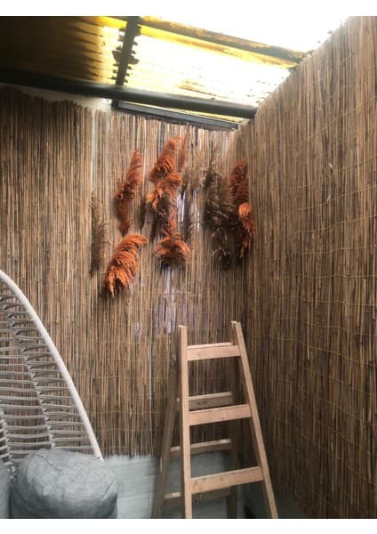 Bişkin Doğal Kamış Hasır Çit 120 Cm X 2.5 Metre Balkon Çiti Hasır Bambu Çit Bahçe Çiti Ve