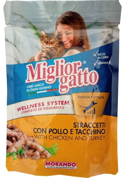 Morando Miglior Gatto Tavuk & Hindi Parçalı Pouch 100GR.