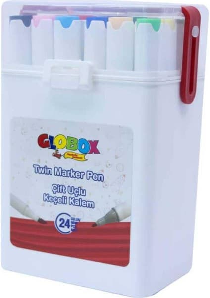 Globox Twin Marker Set Çift Uçlu Keçeli Kalem 24 Renk Plastik