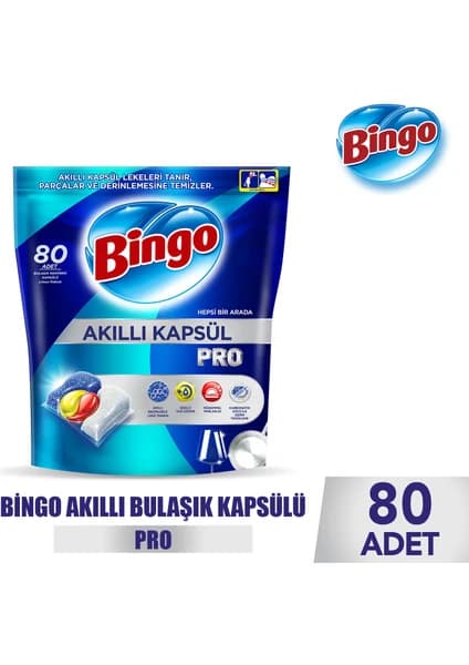 Bingo Akıllı Kapsül Pro Bulaşık Makinesi Deterjanı Tableti 80 Adet