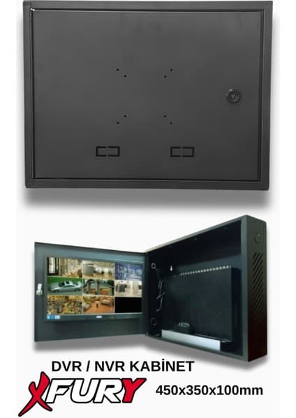 FURY 1U 19'' DVR/NVR CCTV Rack Kabinet Siyah Metal Koruma Kutusu 450x350x100