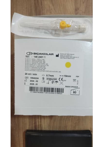 Bıçakcılar Anjiyokat 24 G Sarı 80 Adet Branül