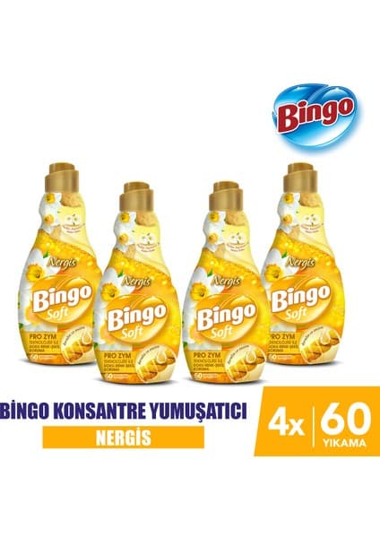 Bingo Soft Konsantre Çamaşır Yumuşatıcısı Nergis 1440 ml X 4