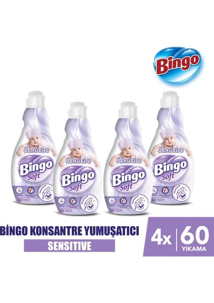 Bingo Soft Konsantre Çamaşır Yumuşatıcısı Sensitive 1440 ml X 4